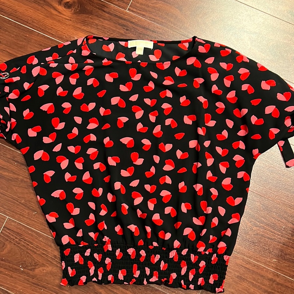 Michael Kors top.  Size large. Black with red and pink hearts.